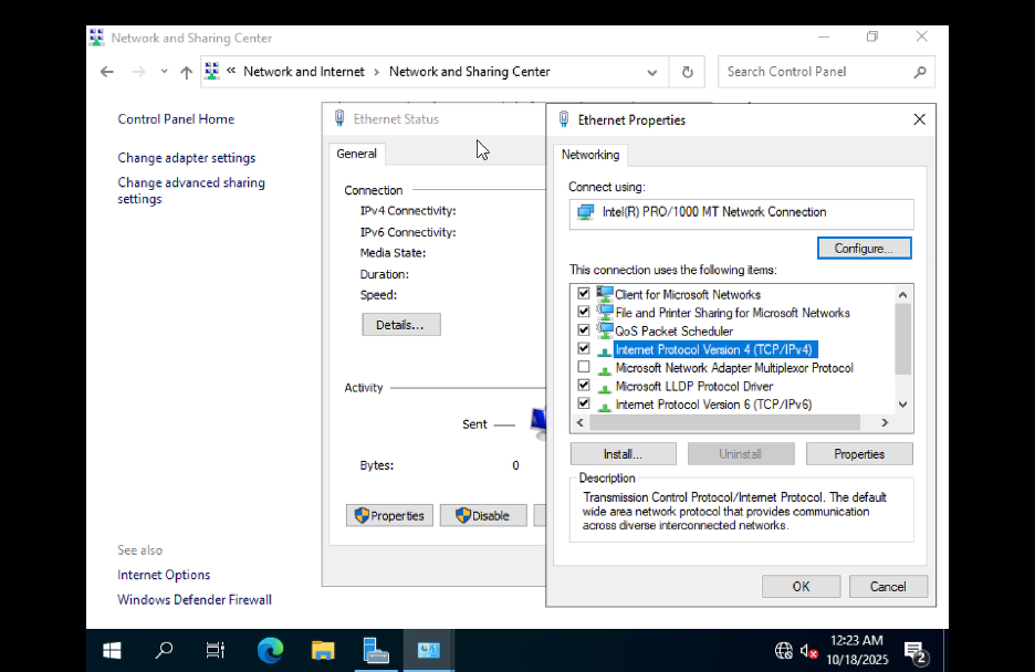 IPv4 settings window