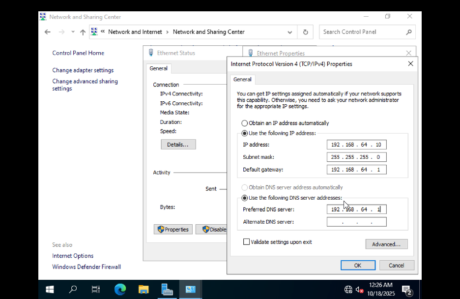 Assign static IP to DC01